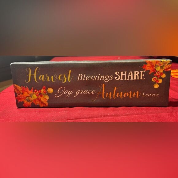 12” "Harvest Blessings" Themed Sign EPC Autumn Fall Thanksgiving - Picture 2 of 6
